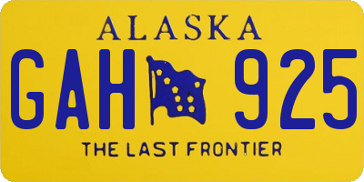 AK license plate GAH925