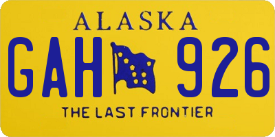 AK license plate GAH926