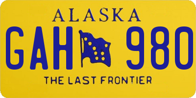 AK license plate GAH980