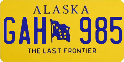 AK license plate GAH985