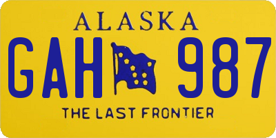 AK license plate GAH987