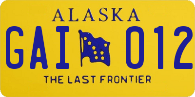 AK license plate GAI012