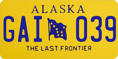 AK license plate GAI039
