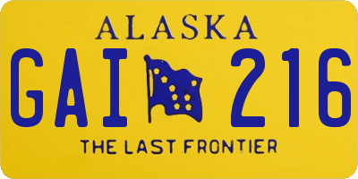 AK license plate GAI216