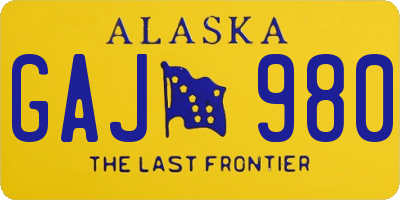 AK license plate GAJ980
