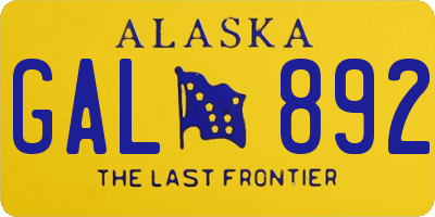 AK license plate GAL892