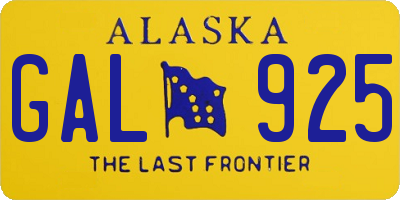 AK license plate GAL925