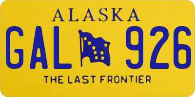 AK license plate GAL926