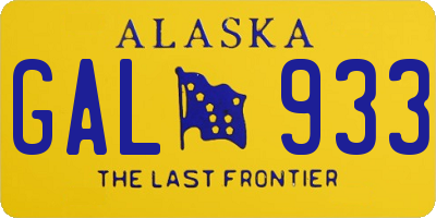 AK license plate GAL933