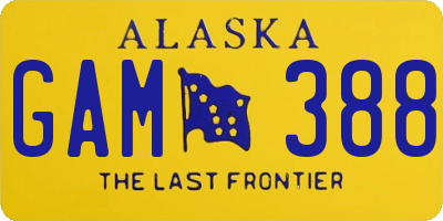 AK license plate GAM388