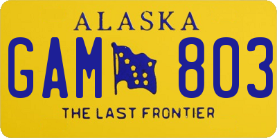 AK license plate GAM803