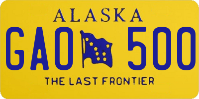 AK license plate GAO500