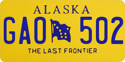AK license plate GAO502