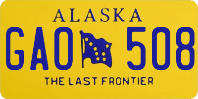 AK license plate GAO508