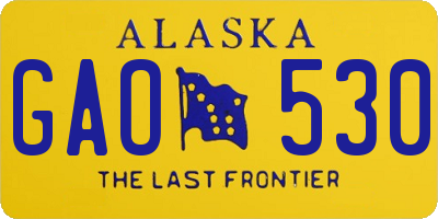 AK license plate GAO530