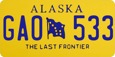 AK license plate GAO533