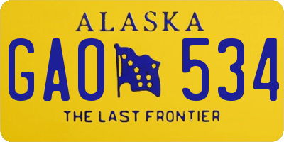 AK license plate GAO534