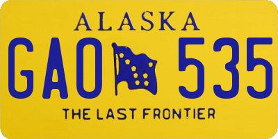 AK license plate GAO535