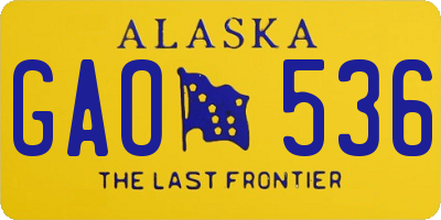 AK license plate GAO536