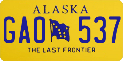 AK license plate GAO537