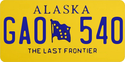 AK license plate GAO540
