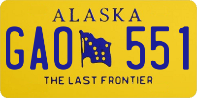 AK license plate GAO551