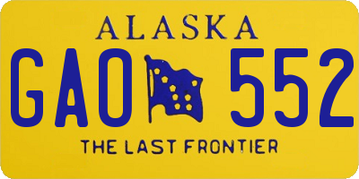 AK license plate GAO552
