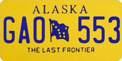 AK license plate GAO553