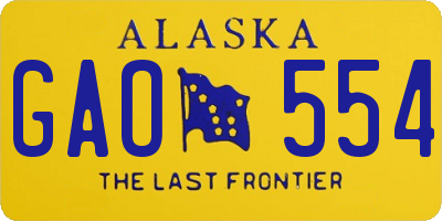 AK license plate GAO554