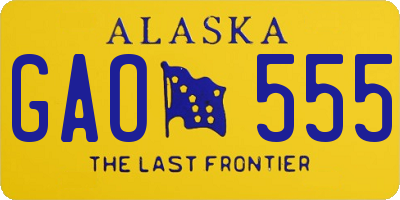 AK license plate GAO555