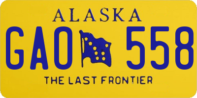 AK license plate GAO558