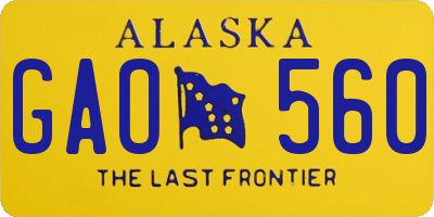 AK license plate GAO560