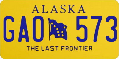 AK license plate GAO573