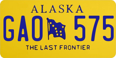 AK license plate GAO575