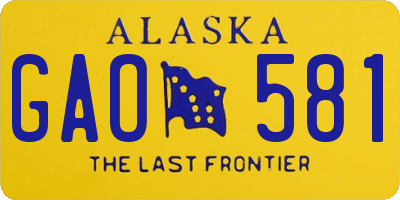 AK license plate GAO581