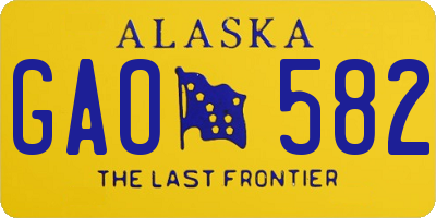 AK license plate GAO582