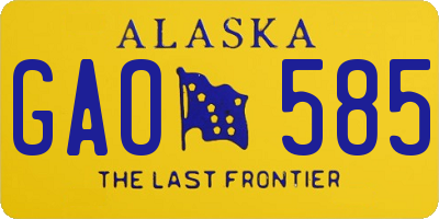 AK license plate GAO585