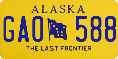 AK license plate GAO588