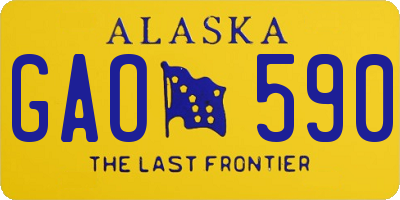 AK license plate GAO590