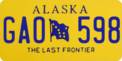 AK license plate GAO598