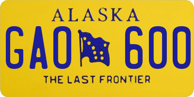 AK license plate GAO600