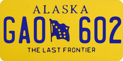 AK license plate GAO602