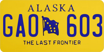 AK license plate GAO603