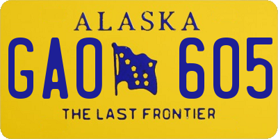 AK license plate GAO605