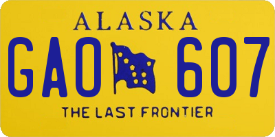 AK license plate GAO607