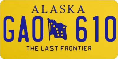 AK license plate GAO610