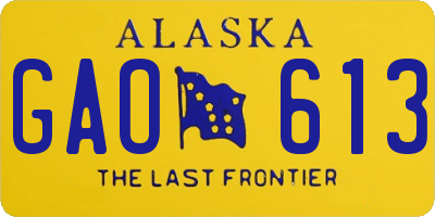 AK license plate GAO613