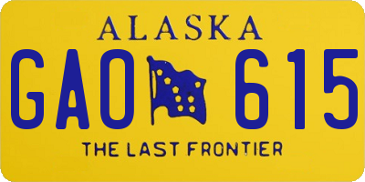 AK license plate GAO615