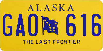 AK license plate GAO616