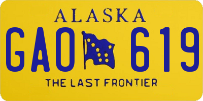 AK license plate GAO619